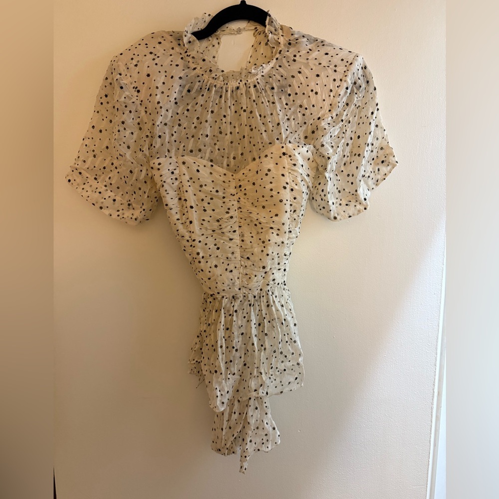 Rebecca Taylor Cream and Black Polka Dot Blouse